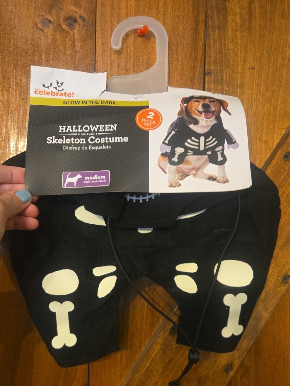 Glow-in-the-Dark Black Skeleton Dog Costume